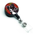 Teacher'S Aid Border Collie Red & Green Snowflakes Holiday Christmas Retractable Badge Reel TE891846